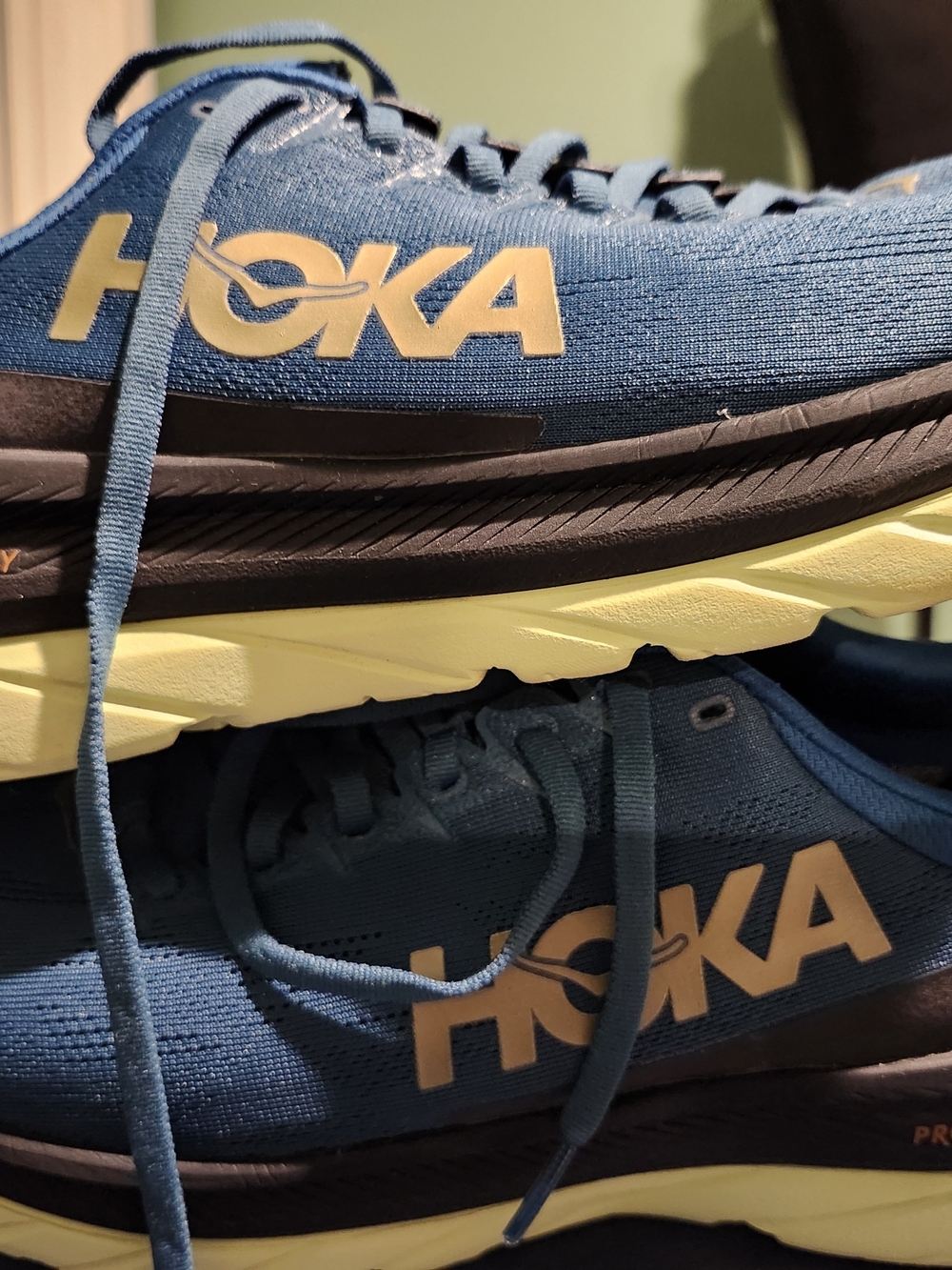 Hoka One One Men's Blue and Yellow Road Running Shoes